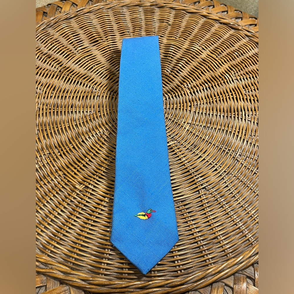 John Weitz by Fabil Blue Duck Tie Vintage 80s
